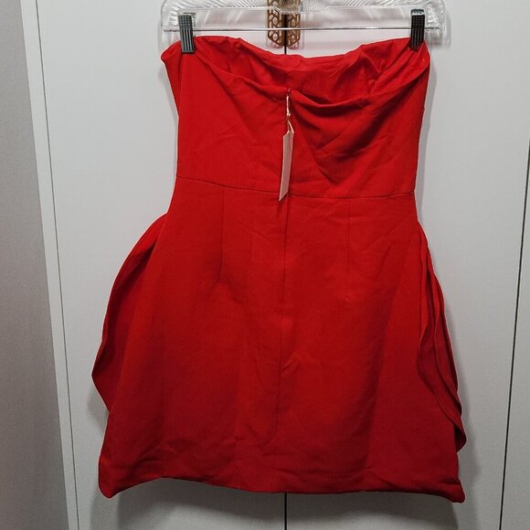 Women's Fashion Strapless 3D Flower Mini a Line Evening Party Dress - Picture 3 of 4